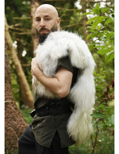 Natürlicher Pelzmantel, Modell Berserker, in geflecktem Weiß 2
