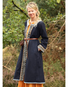 Vikingischer, bestickter Mantel Modell Ella, dunkelblau