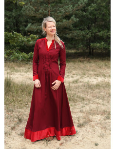Middeleeuwse lange jurk model Meira, kleur rood