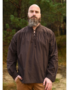 Middeleeuwse shirt van katoen model Ludwig, kleur bruin