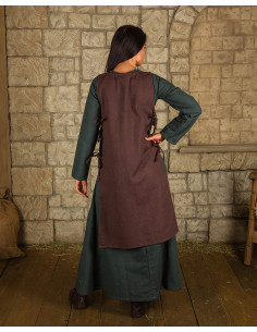 Middeleeuwse boeren schort model Ormhild, kleur bruin 2