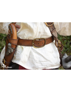Piratenriem in bruin leer