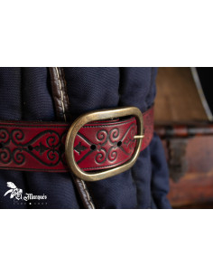 Noble Renaissance Gürtel aus Leder - Rot 2