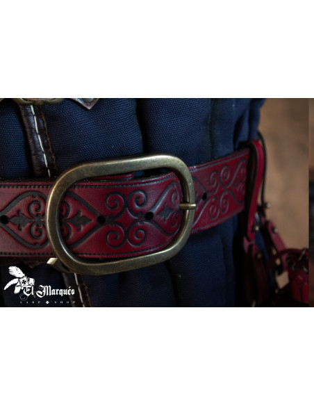 Noble Renaissance Gürtel aus Leder - Rot