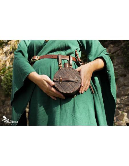 Cantimplora Explorer medieval en cuero