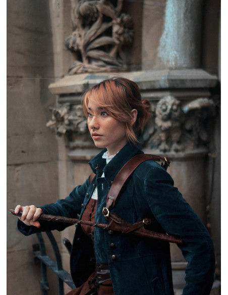 Leren toverstokhouder vest