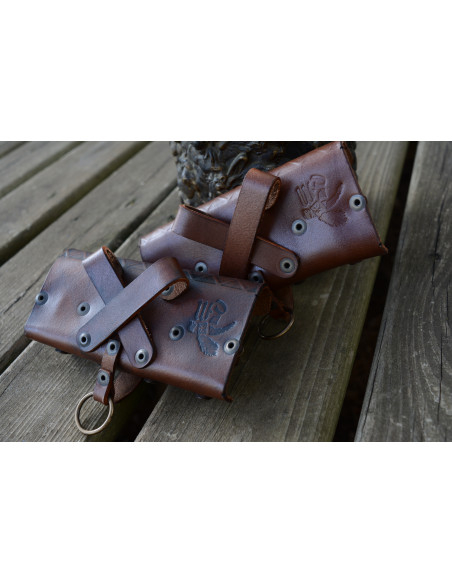 Lædertaske til 4 magiske potioner - Brun