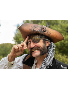 Parche Ocular Pirata en cuero marrón