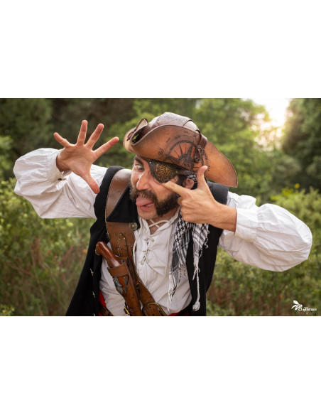 Parche Ocular Pirata en cuero marrón