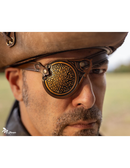 Parche Ocular SteamPunk en cuero marrón