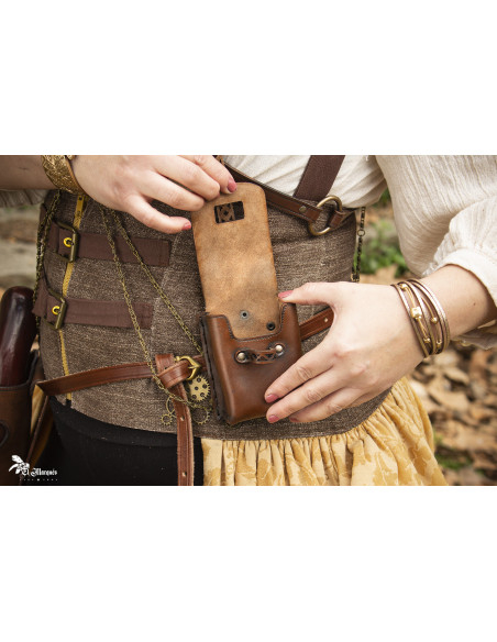 Cigarenetui voor riem in echt leer