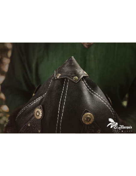 Vikingenhoed van schapenwol en leer