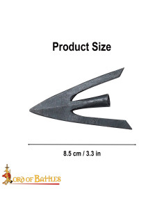 Middeleeuwse pijlpunt, zwaluwstaart, met leren hoes 2