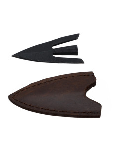 Punta de flecha Medieval, cola de golondrina, con funda