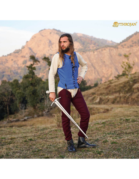 Ærmeløs middelalder skjorte i blå farve