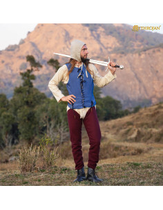 Camisa medieval sin mangas en color azul 2
