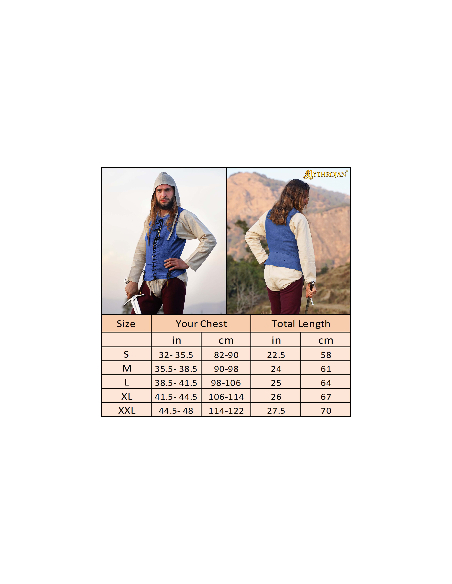 Camisa medieval sin mangas en color azul