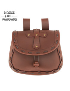 Bolso Medieval Cruz Cristiana en piel marrón