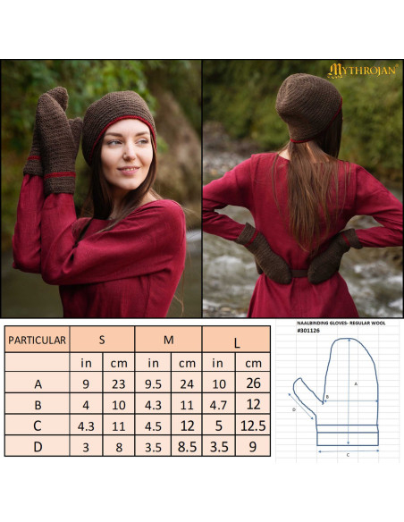 Manoplas vikingas y medievales en lana