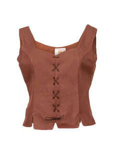Medievaler Damen-Corsage Tika aus Baumwolle, braun