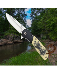 Fischer-Messer Albainox, schwarzes Holz ABS (16,20 cm.)