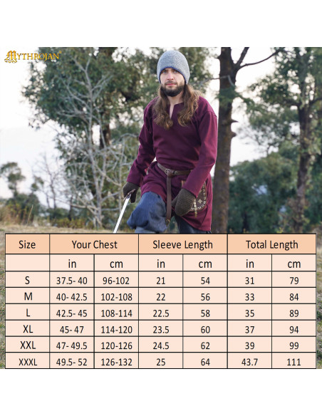 Túnica Vikinga Erik en lana granate