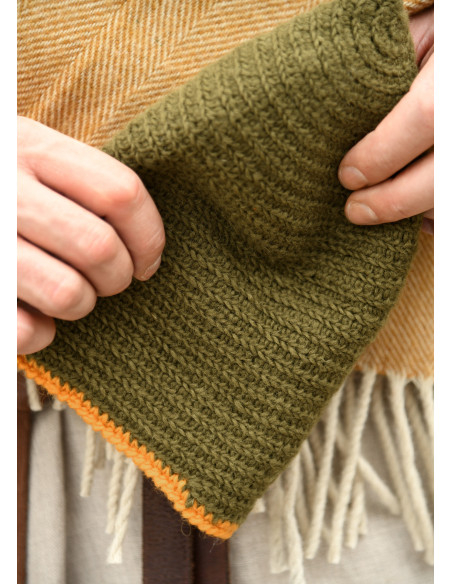 Gorro de lana crochet, verde-amarillo