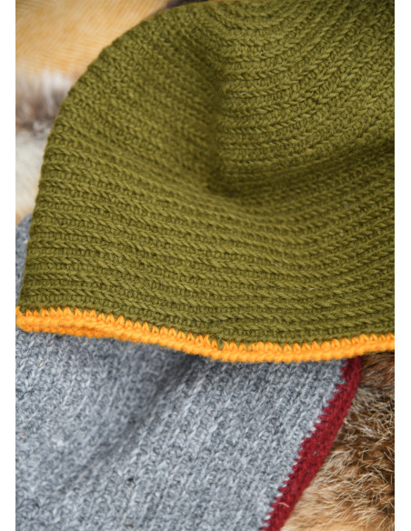 Gorro de lana crochet, verde-amarillo