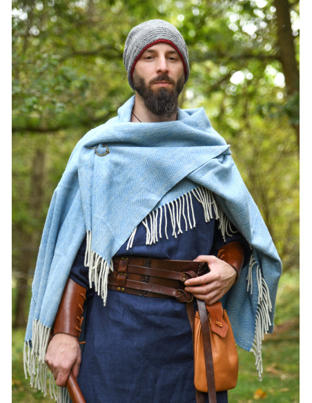 Gorro de lana crochet, gris-rojo