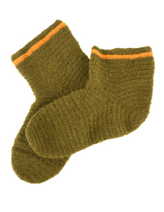 Uldstrømper Crochet, grøn-gul