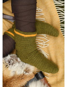 Uldstrømper Crochet, grøn-gul 2