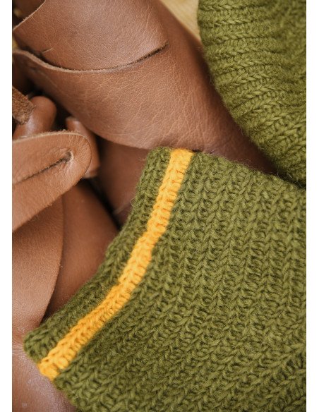 Uldstrømper Crochet, grøn-gul