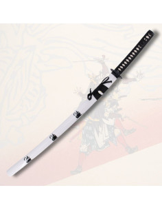 Decoratieve katana met witte schede versierd met zwanen... 2