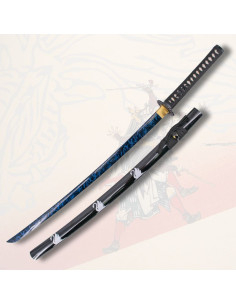 Katana funcional vaina negra decorada Cisne (103,5 cm.)