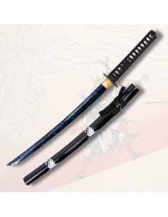 Wakizashi funcional vaina negra decorada Cisne (103,5 cm.)