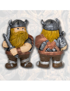 Viking figur i resin med 2 sværd (10,5 cm.)