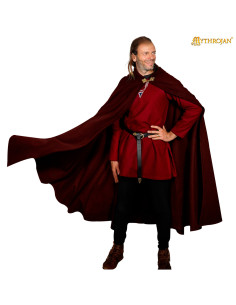 Medieval kappe i uld med hætte og spænde