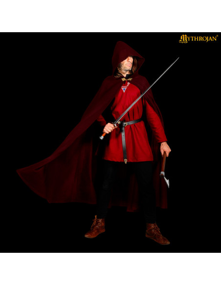 Capa medieval en lana con capucha y...