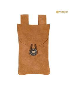 Bolsa medieval para cinturón en piel de ante, color arena