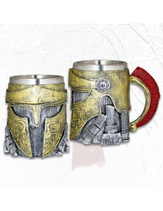 Taza resina decorada casco Espartano (12,5 cm.)