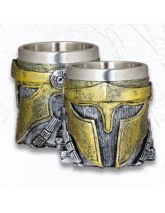 Glazen shot glas versierd met een Spartaanse helm (6,5 cm.)