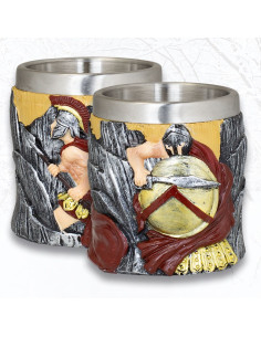 Vaso chupito resina decorada Espartano (6,5 cm.)
