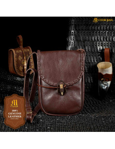 Bolsa bandolera medieval cuero, color marrón 2