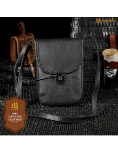 Bolsa bandolera medieval cuero, color negro 2