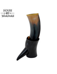 Cuerno vikingo para beber, con soporte