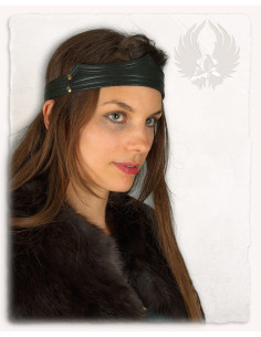 Diadema sencilla corona celta de Isidor en cuero - verde...