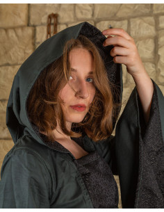 Middeleeuws Ophelia-jurk in groen-zwart 2