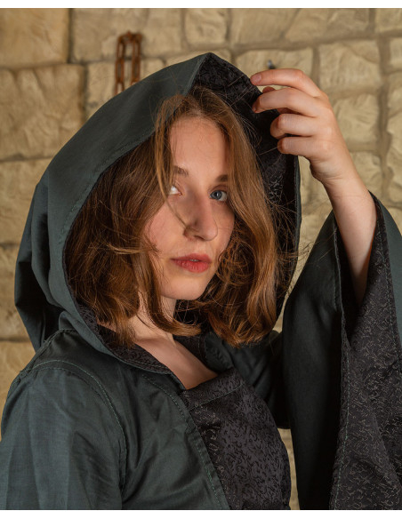 Vestido medieval Ophelia en verde-negro