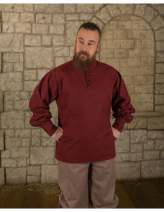 Camisa Medieval Bartold en color rojo vino tinto