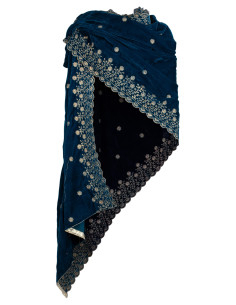 Pañuelo medieval decorado modelo Jasmin, color azul